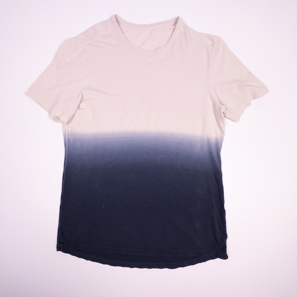 Lululemon 5 Year Basic Tee Mens Spray Ombre Vapor Graphite Fits Like Small FLAWS